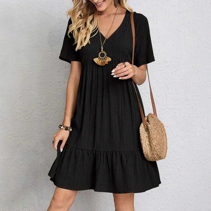Crinkle Gauze V-Neck Dress