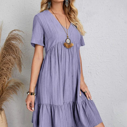 Crinkle Gauze V-Neck Dress
