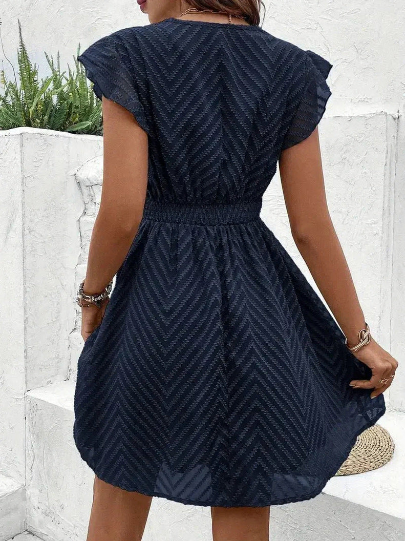Crochet Trim Flutter Sleeve Mini Dress