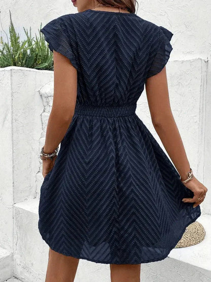 Crochet Trim Flutter Sleeve Mini Dress
