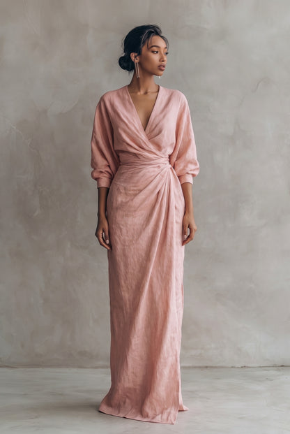 Draped Twist Front Maxi Dress