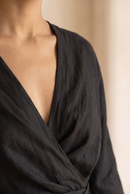 Draped Twist Front Maxi Dress