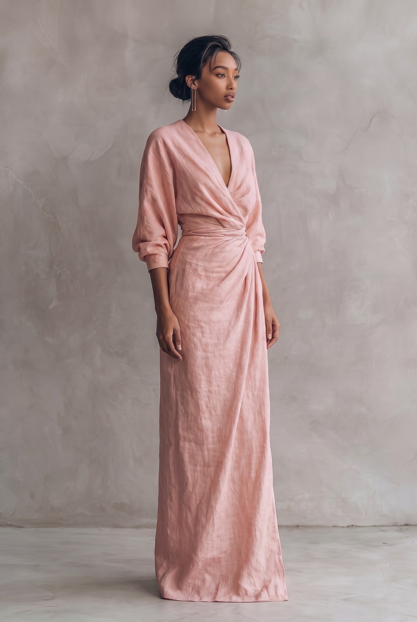 Draped Twist Front Maxi Dress