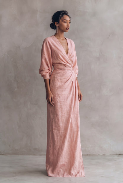 Draped Twist Front Maxi Dress