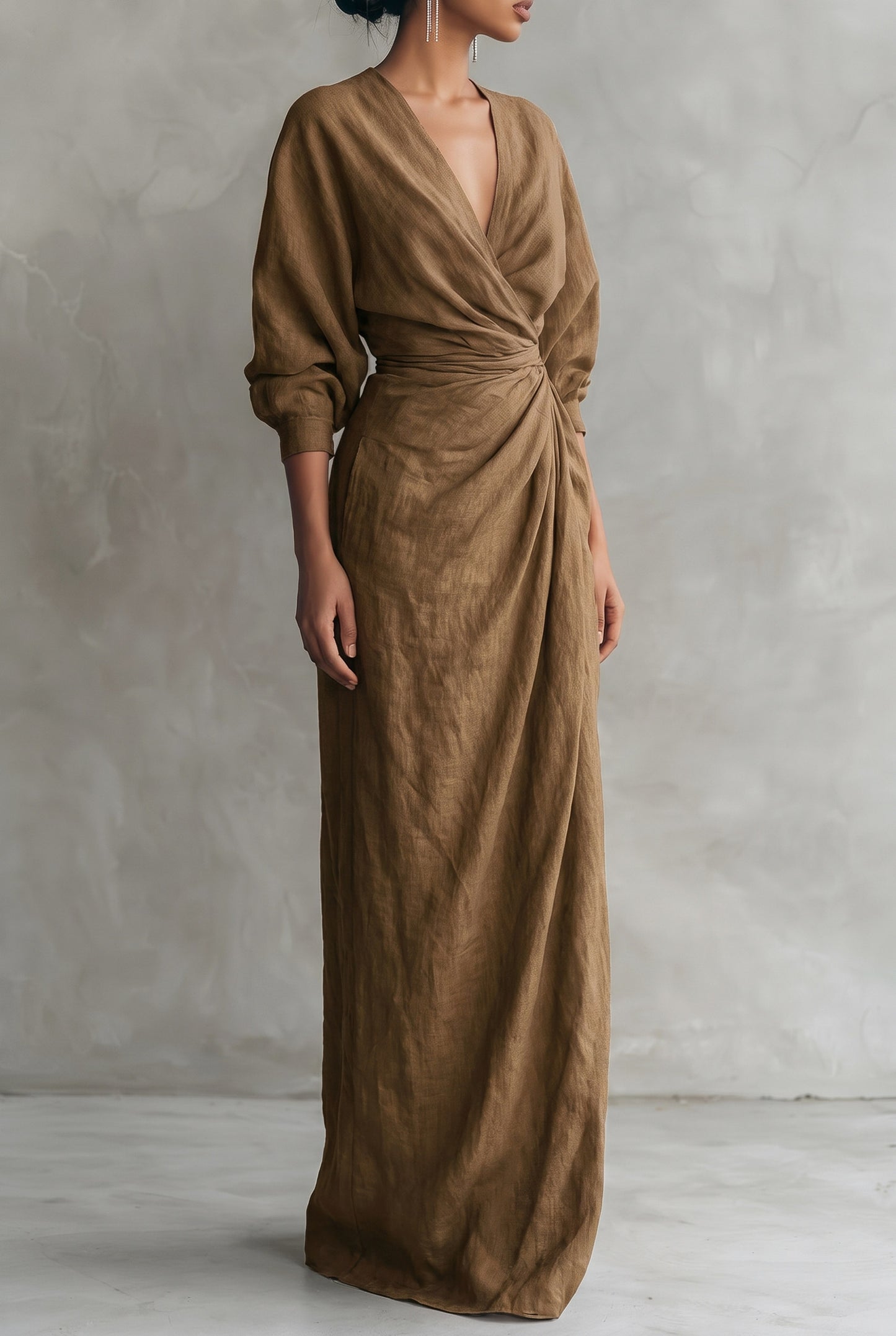 Draped Twist Front Maxi Dress