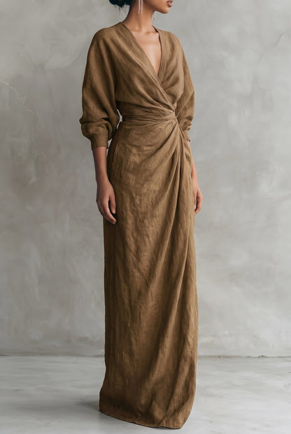 Draped Twist Front Maxi Dress