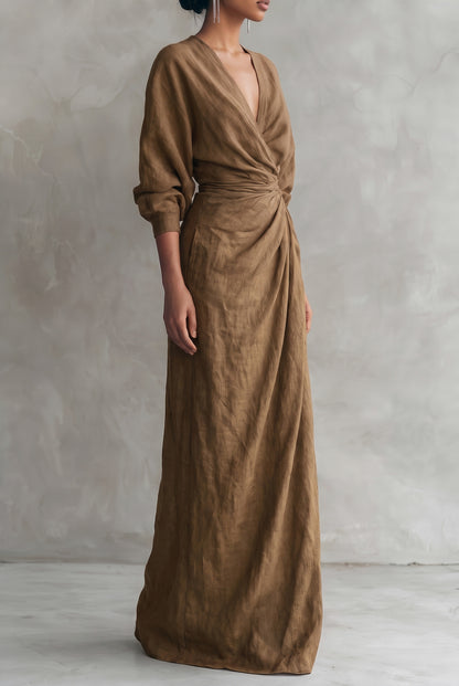 Draped Twist Front Maxi Dress