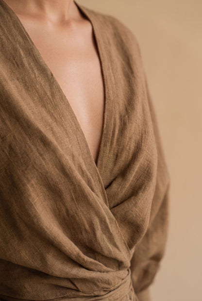Draped Twist Front Maxi Dress