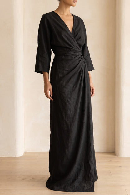 Draped Twist Front Maxi Dress