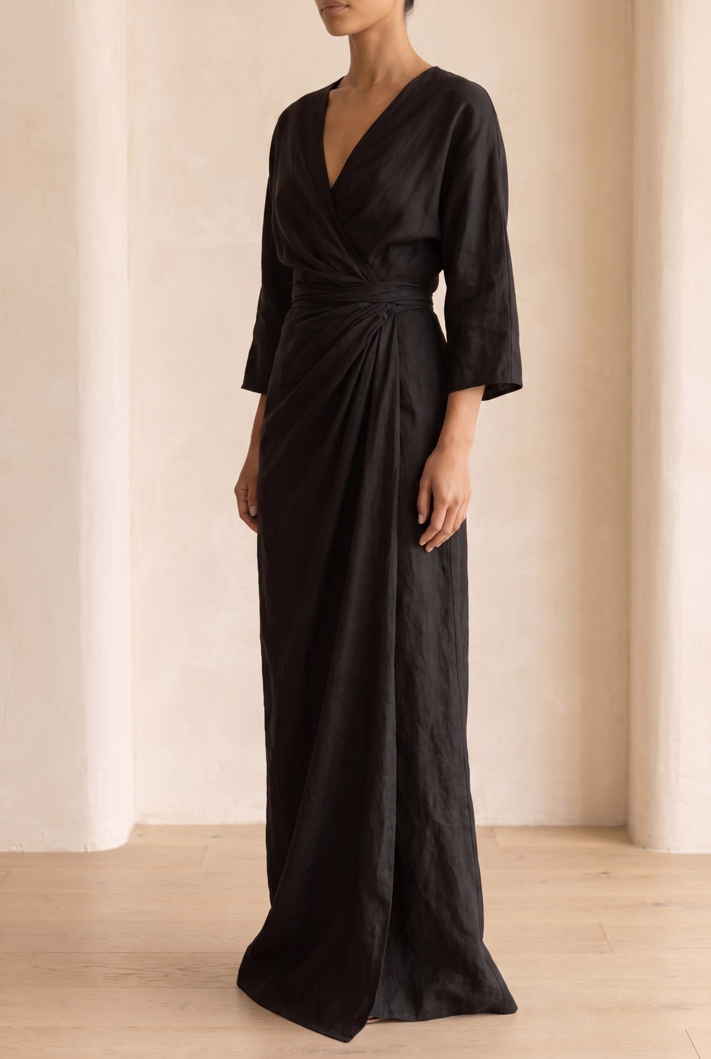 Draped Twist Front Maxi Dress