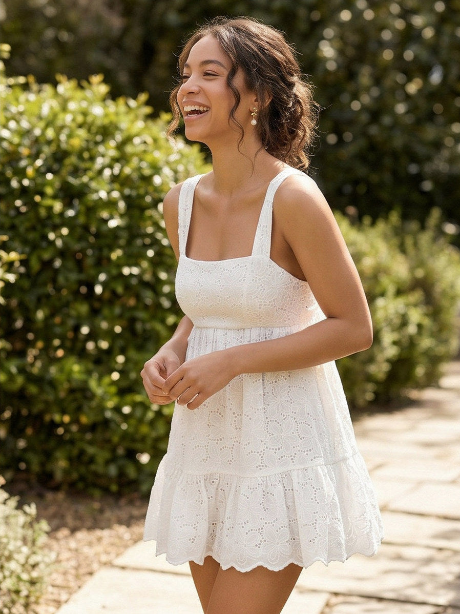 Eyelet Babydoll Tiered Mini Sundress