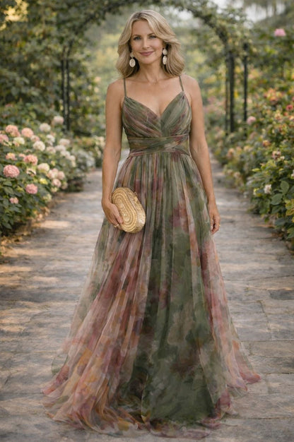 Floral Chiffon Ruched Maxi Dress