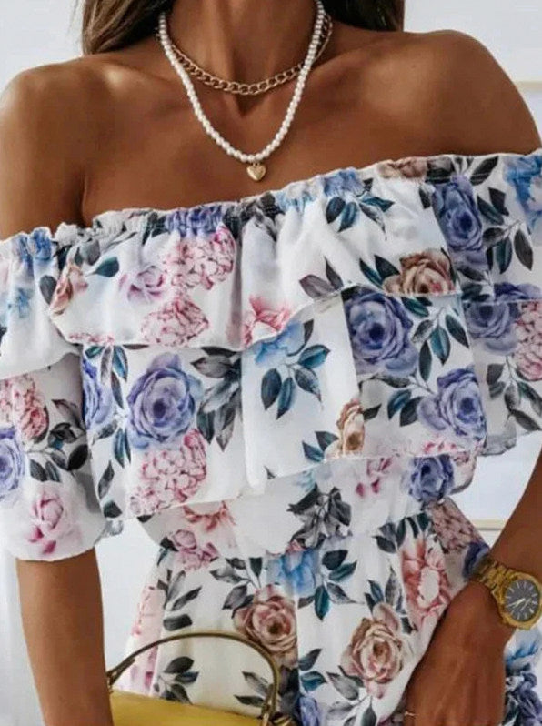 Floral Chiffon Tiered Mini Dress