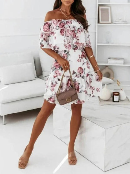 Floral Chiffon Tiered Mini Dress