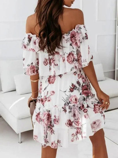 Floral Chiffon Tiered Mini Dress