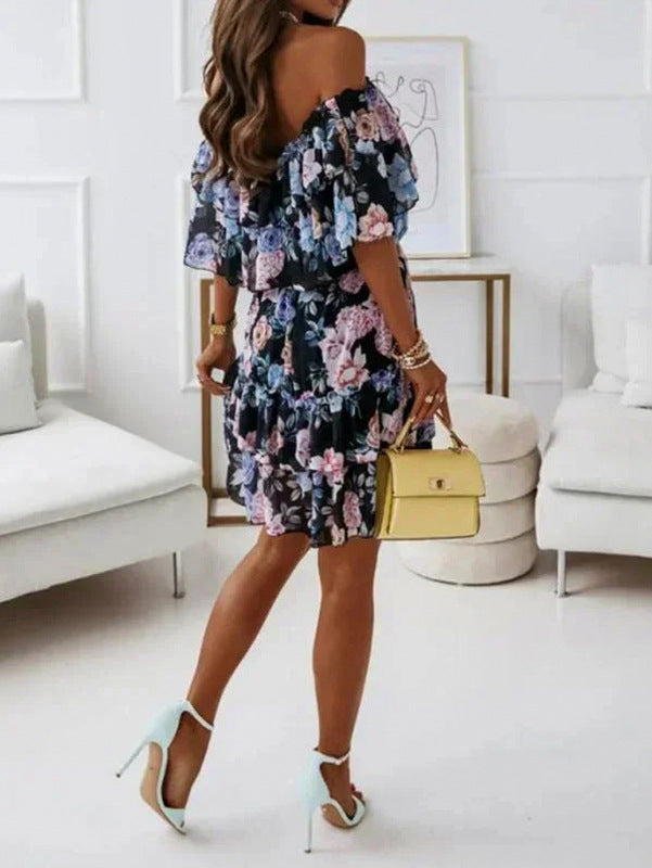 Floral Chiffon Tiered Mini Dress