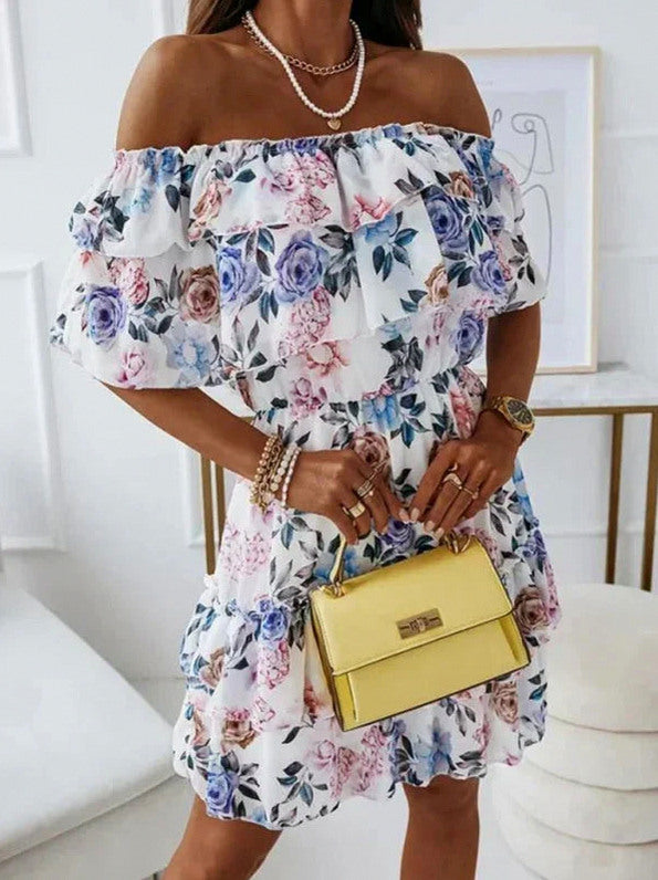 Floral Chiffon Tiered Mini Dress