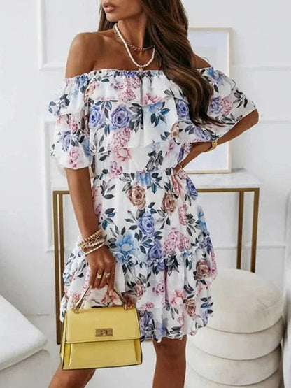Floral Chiffon Tiered Mini Dress