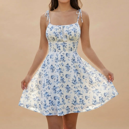 Floral Gathered Bust Mini Dress