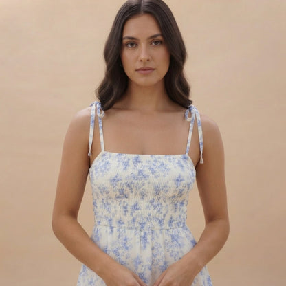 Floral Gathered Bust Mini Dress