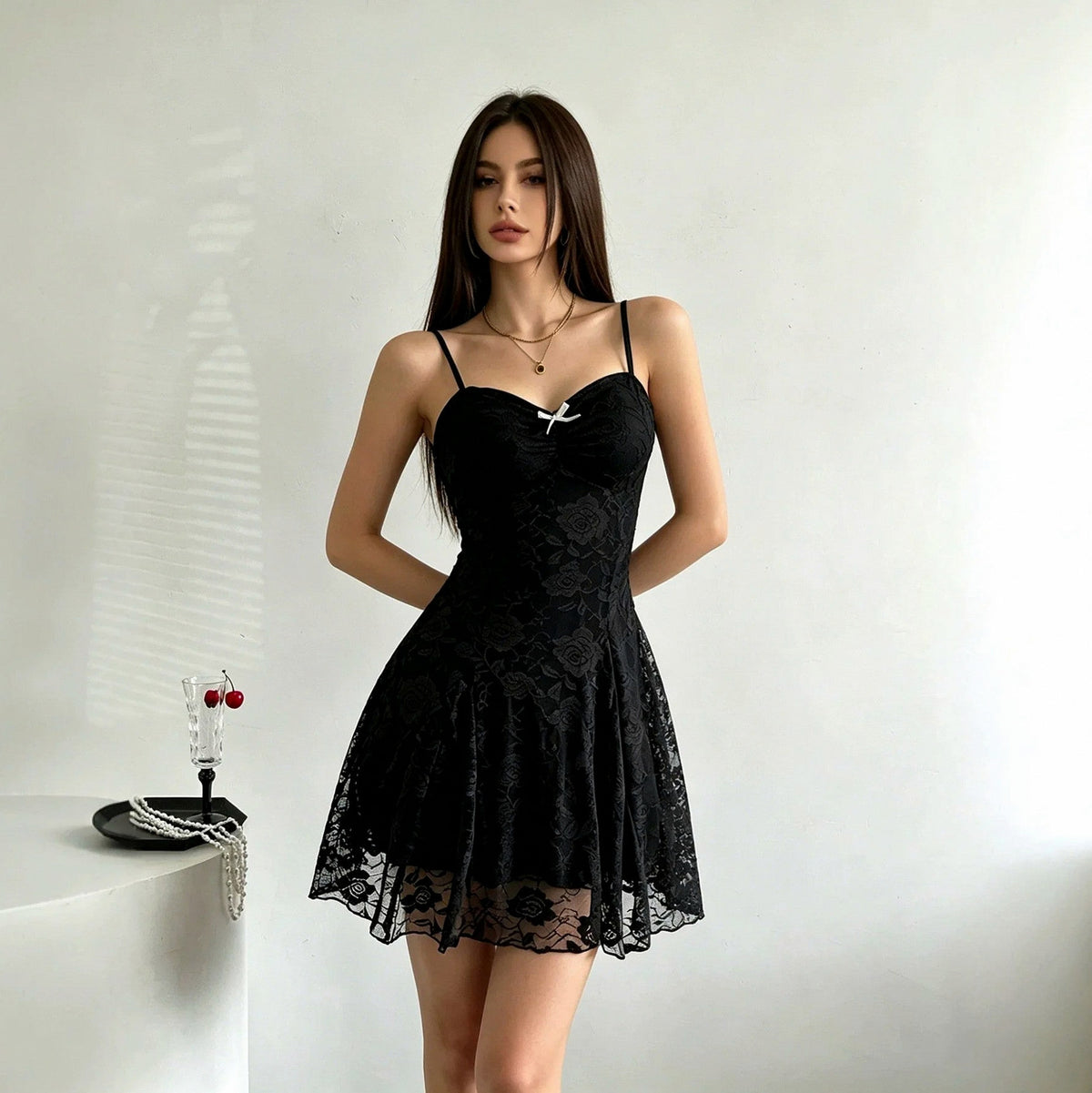 Floral Lace Sweetheart Mini Dress