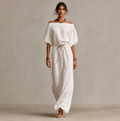Gauze Off Shoulder Maxi Dress