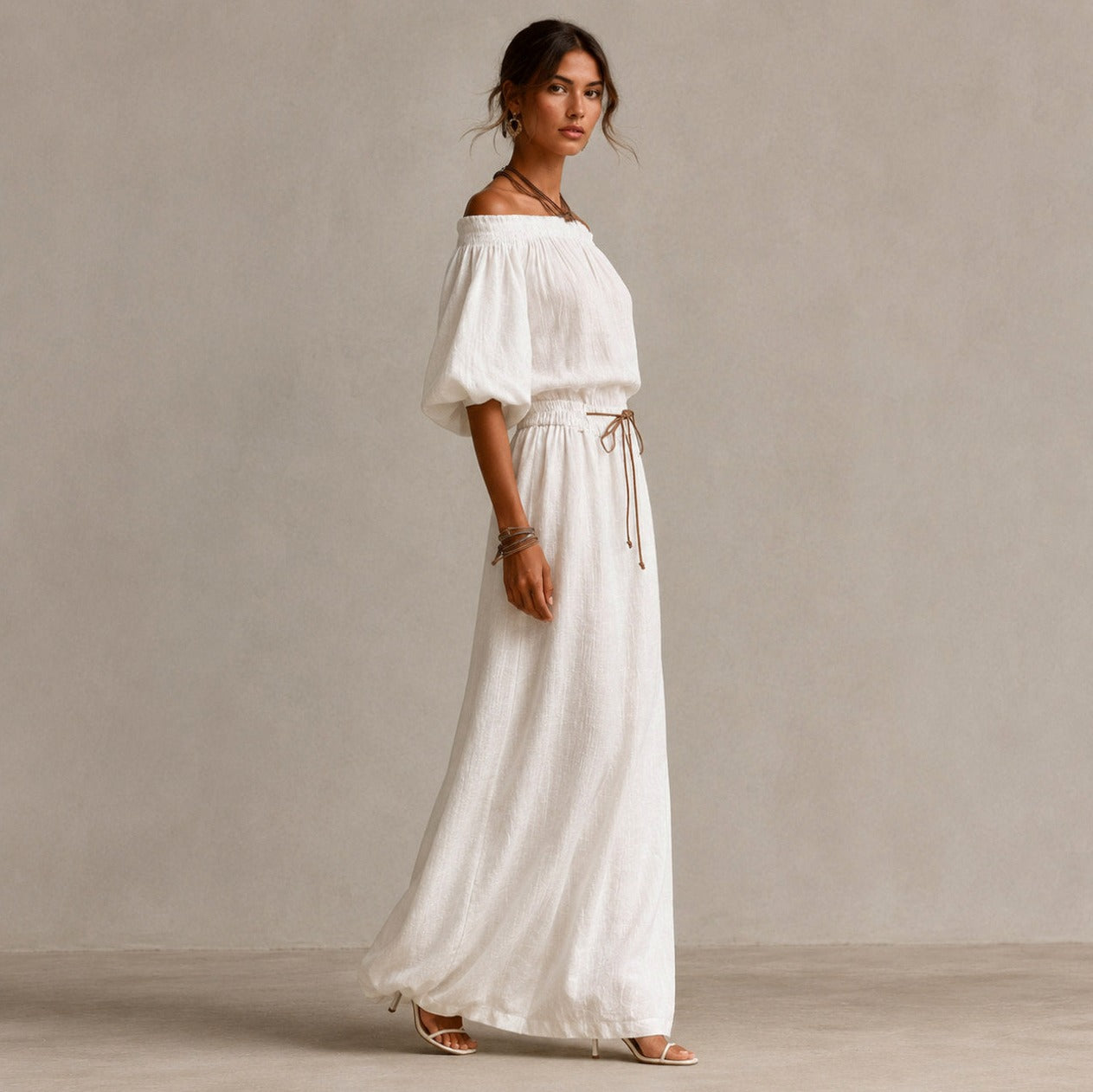 Gauze Off Shoulder Maxi Dress