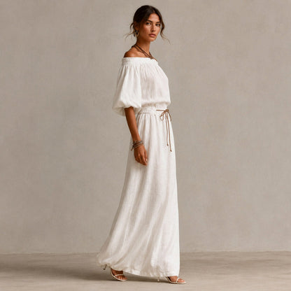 Gauze Off Shoulder Maxi Dress