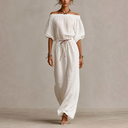 Gauze Off Shoulder Maxi Dress