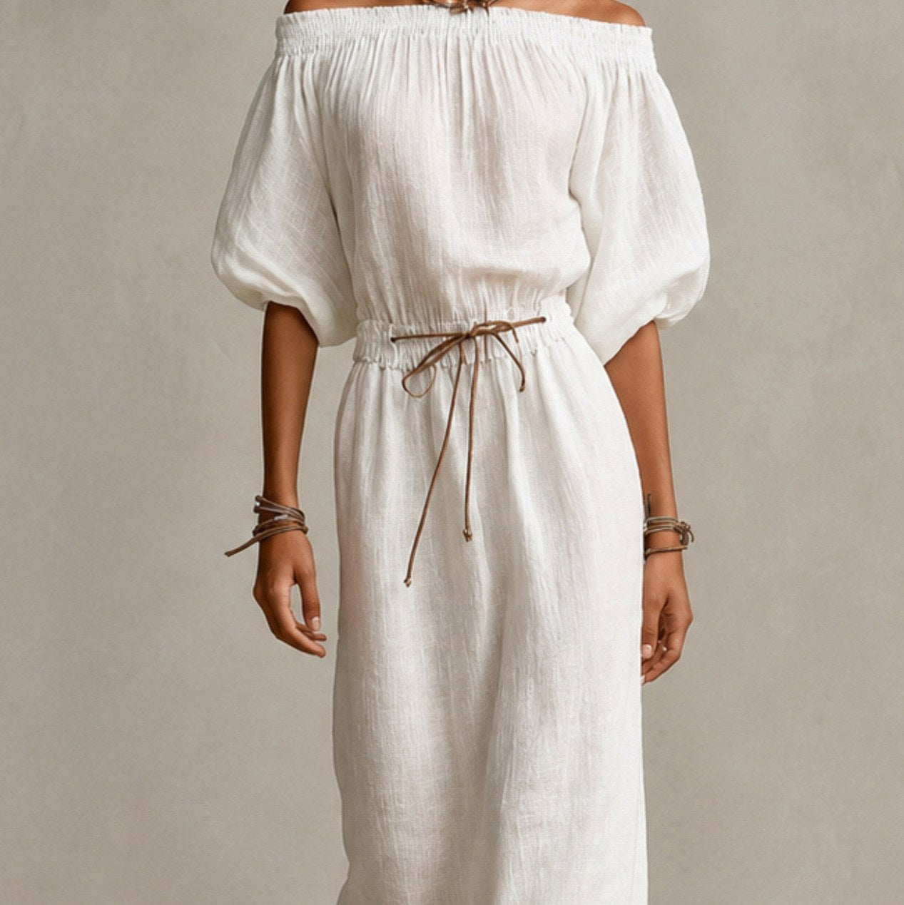 Gauze Off Shoulder Maxi Dress