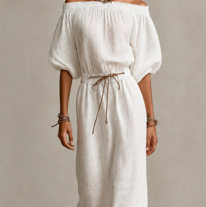 Gauze Off Shoulder Maxi Dress