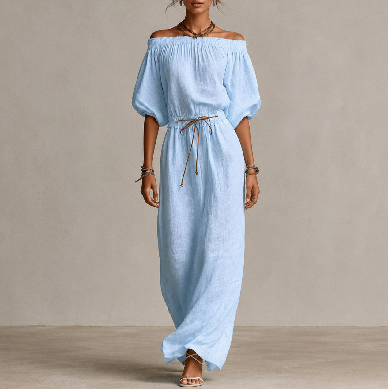 Gauze Off Shoulder Maxi Dress