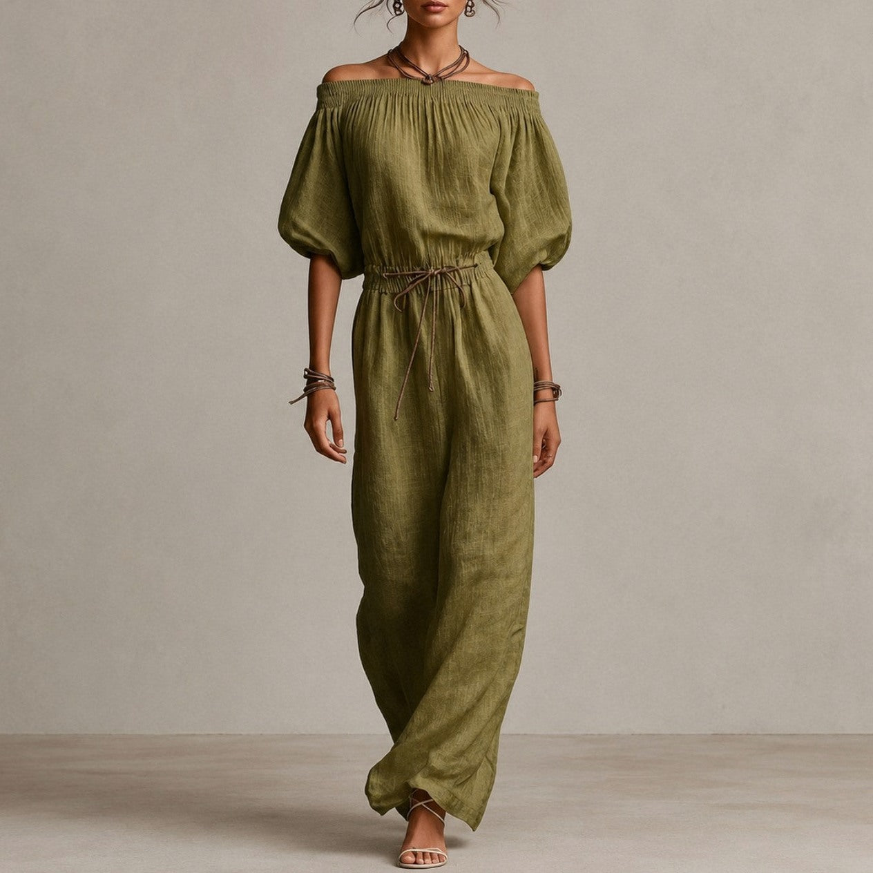 Gauze Off Shoulder Maxi Dress