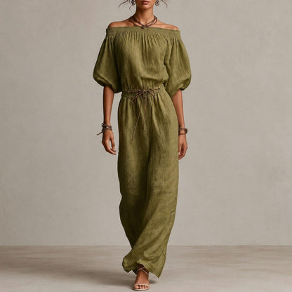 Gauze Off Shoulder Maxi Dress