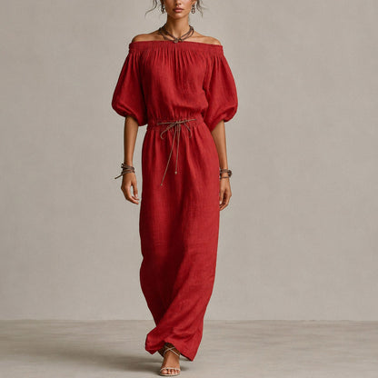 Gauze Off Shoulder Maxi Dress