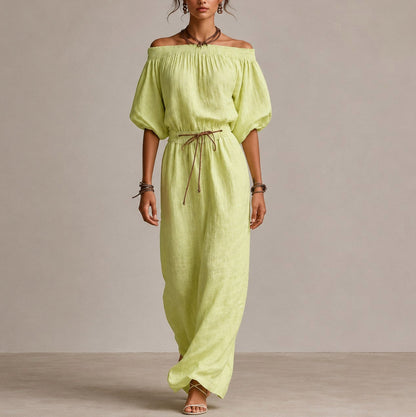 Gauze Off Shoulder Maxi Dress