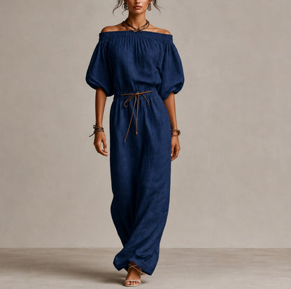 Gauze Off Shoulder Maxi Dress