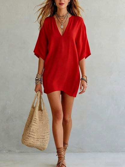 Gauze Short Sleeve Mini Dress