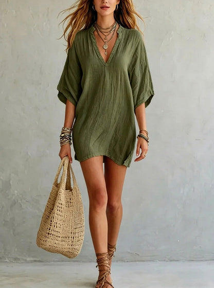 Gauze Short Sleeve Mini Dress