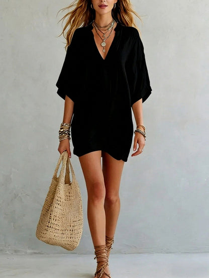 Gauze Short Sleeve Mini Dress
