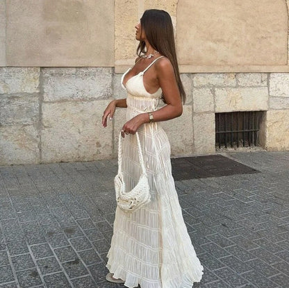 Gauze Tie Waist Maxi Dress