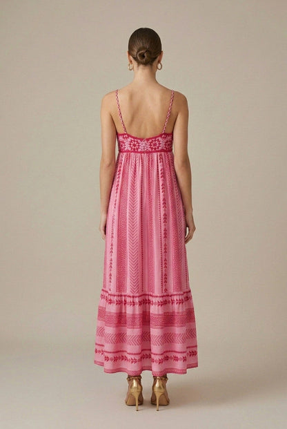 Geometric Tiered Maxi Sundress