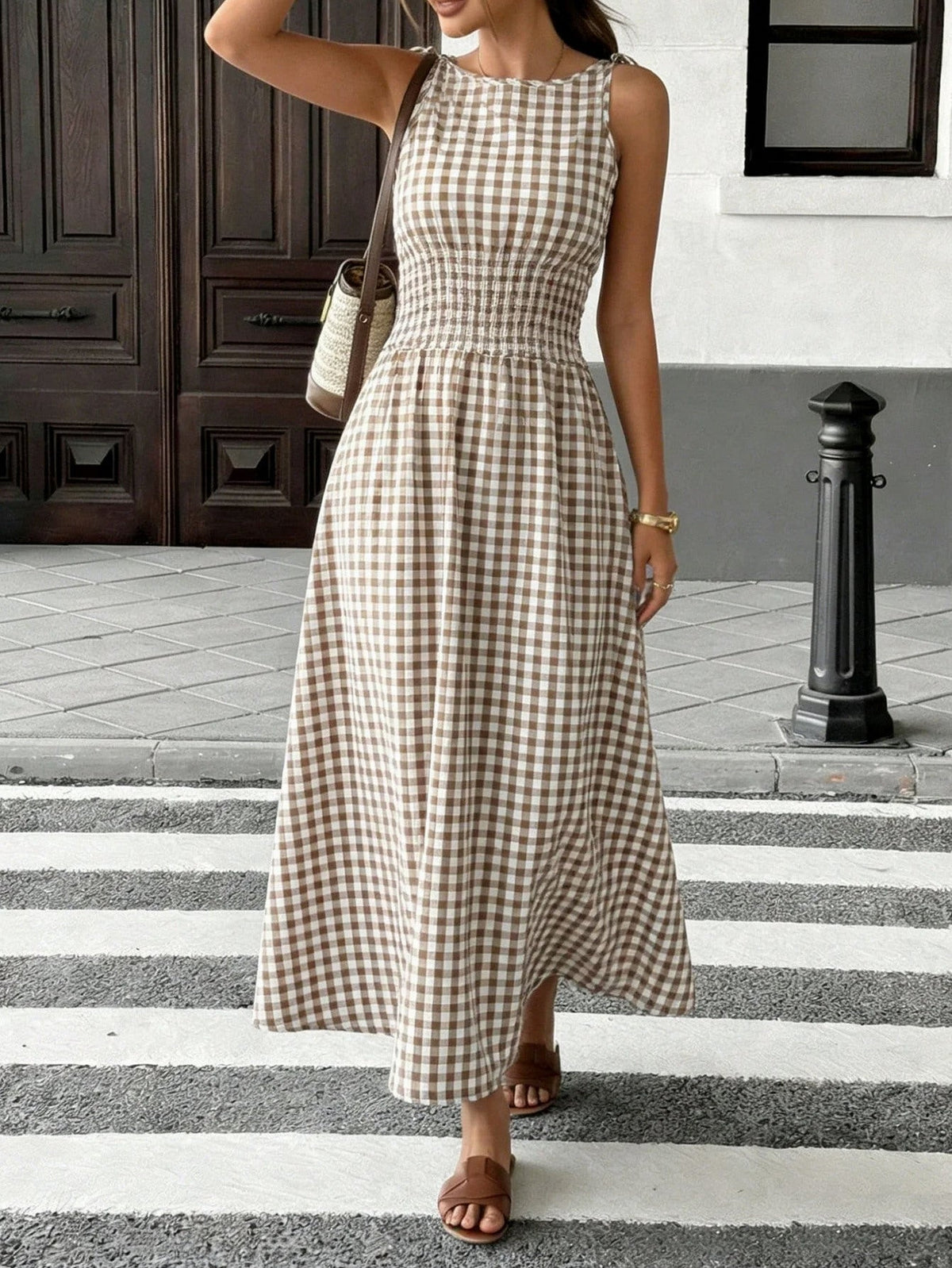 Gingham Smocked Maxi Dress