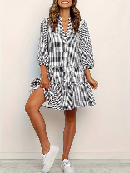 Gingham Tiered Mini Dress