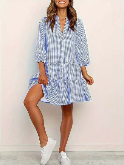 Gingham Tiered Mini Dress