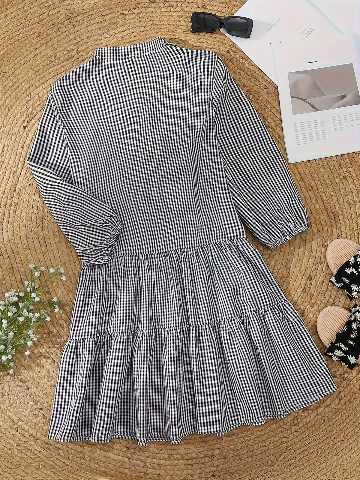Gingham Tiered Mini Dress