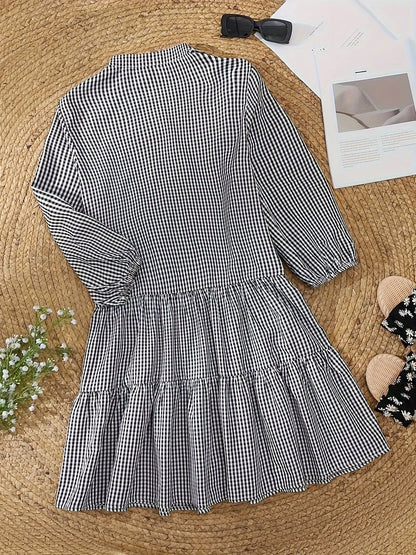 Gingham Tiered Mini Dress