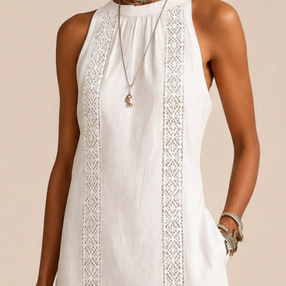 Halter Lace Trim Midi Sundress