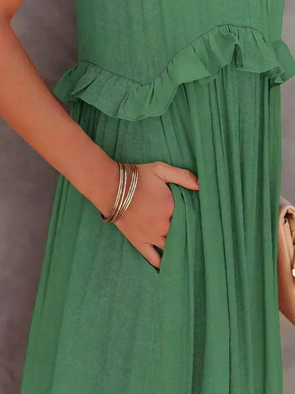 Halter Tiered Ruffle Maxi Dress