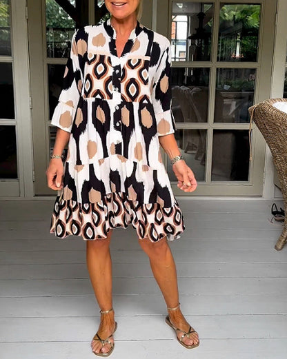 Ikat Print Tiered Tunic Dress